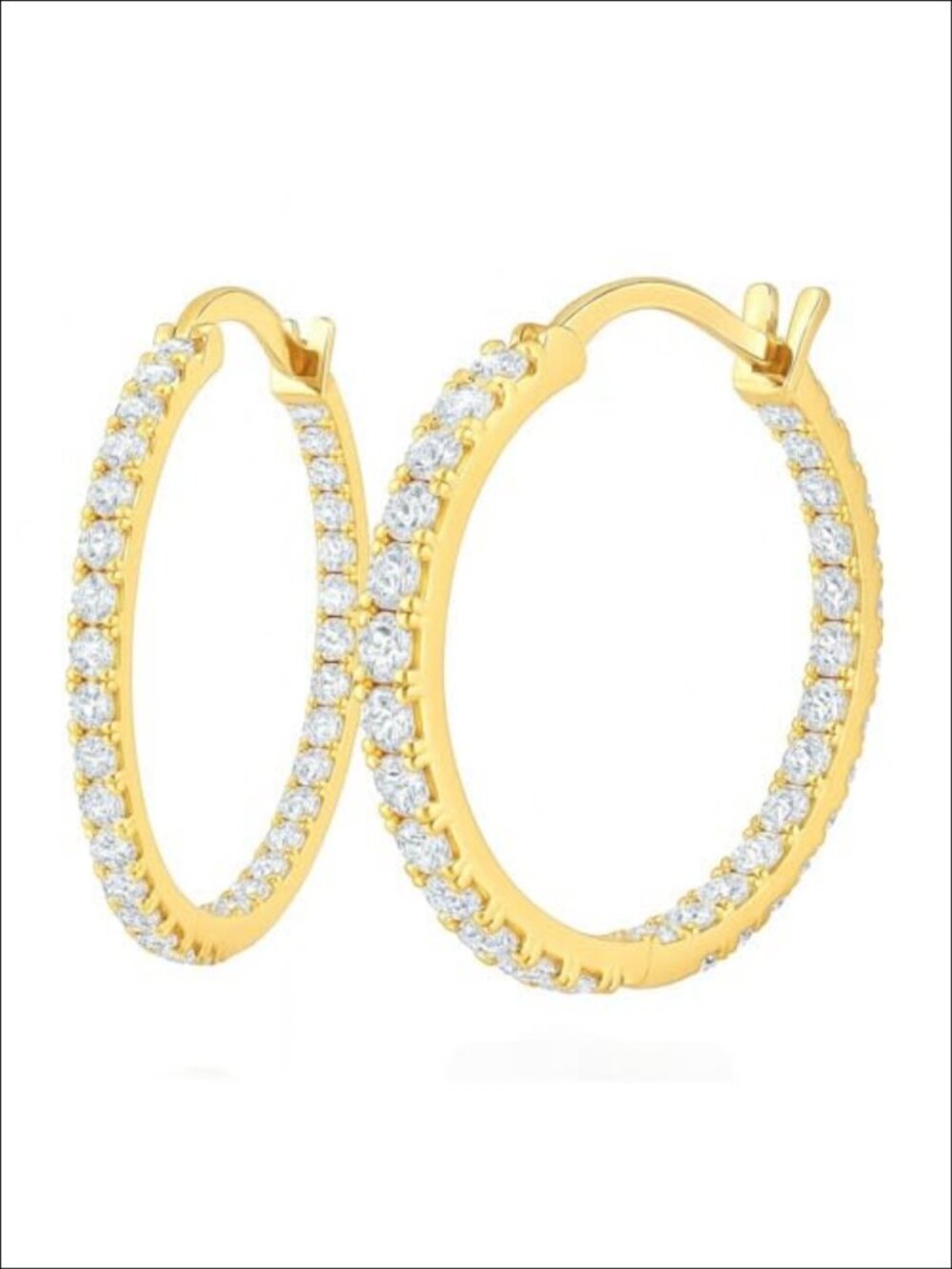 14K Gold Plated CZ Hoop Earrings Women Dual-Sided Hypoallergenic